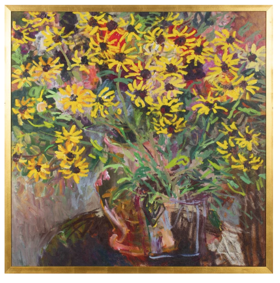 Vase of Sunflowers 44x44"h