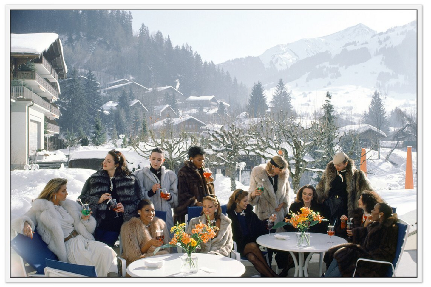 Drinks at Gstaad by Slim Aarons 48x32