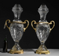 PAIR Empire Style Crystal Urns 34"h