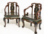 PAIR Chinoiserie Lacquered Arm Chairs