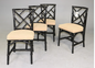 Set/4 Vtg Faux Bamboo Chippendale Chairs