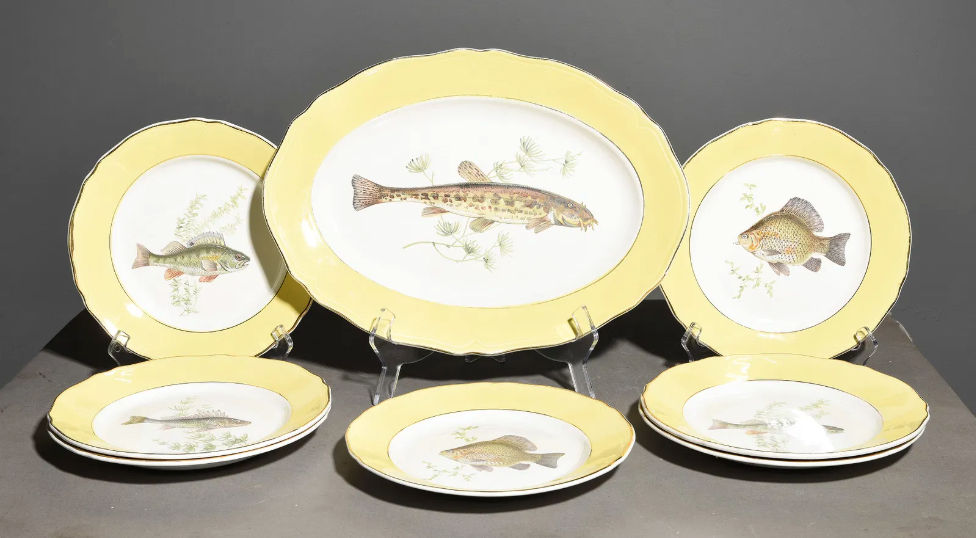 French 8pc Fish Plate Set