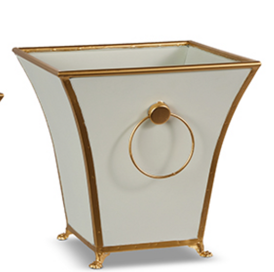 Cream/Gold Metal Container