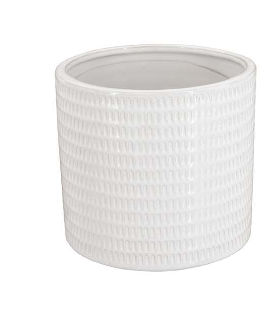 Textured White Ceramic Planter