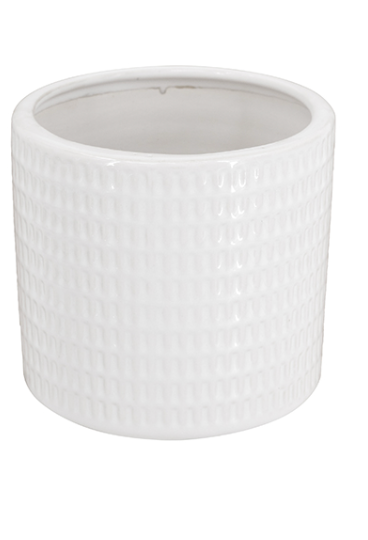 Textured White Ceramic Planter