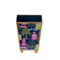 Garden Party Enameled Square Cachepot Planter: Navy & Lime / 4 inch