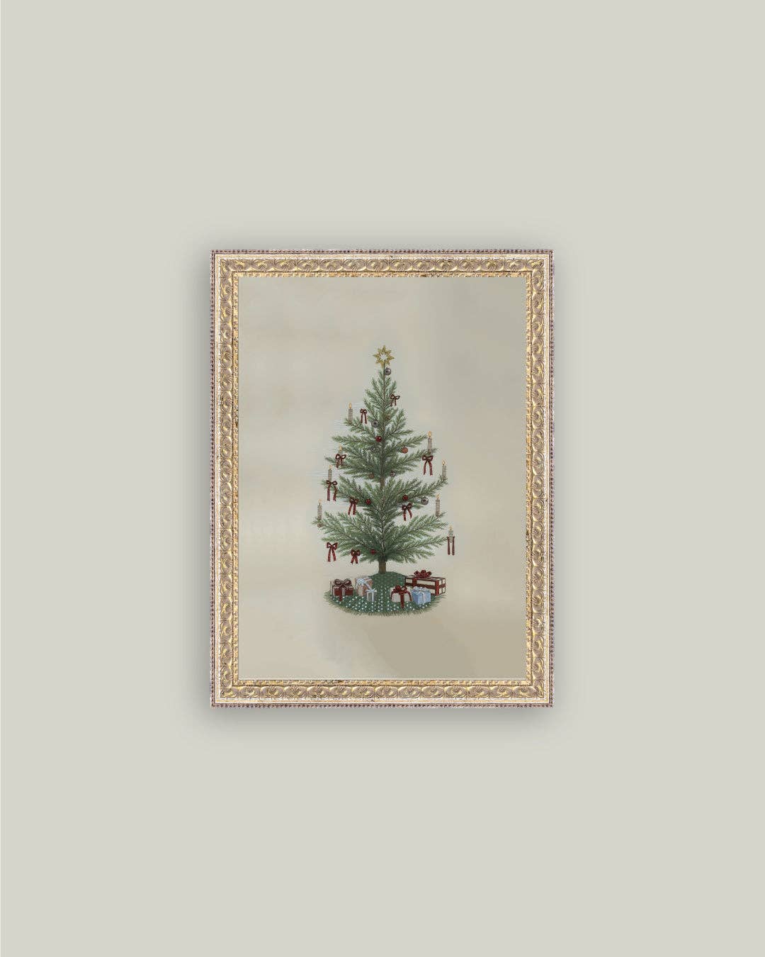 Vintage Tree with Bows Framed Art: 5x7