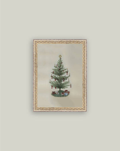 Vintage Tree with Bows Framed Art: 5x7