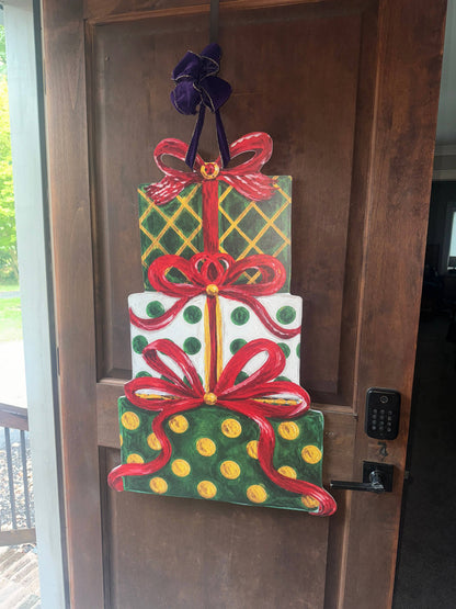 LARGE Designer Tiered Christmas Presents Door Hanger