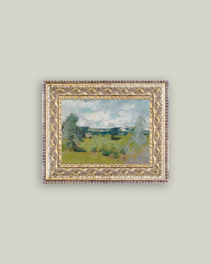 Abstract Landscape Framed Antique Art: 12x7