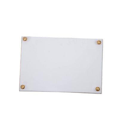 Checkered Ikat Enameled Oliver Tray 8x12 - Light Blue