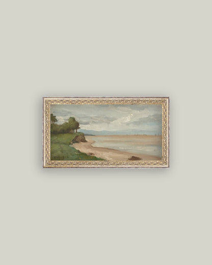 Beach Near Etretat Framed Antique Art: 7x5