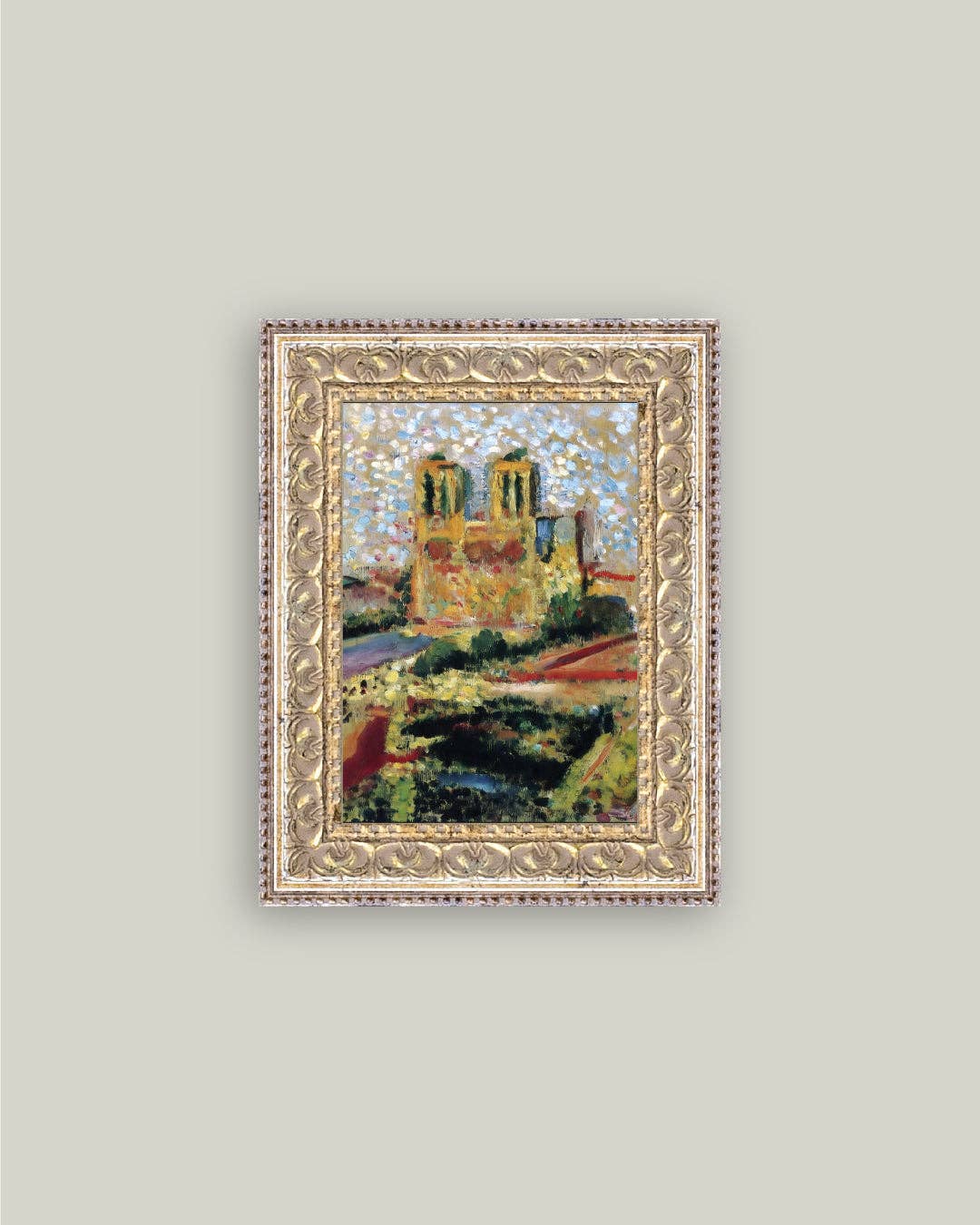 Notre Dame Framed Antique Art: 5x7
