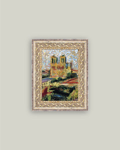 Notre Dame Framed Antique Art: 5x7