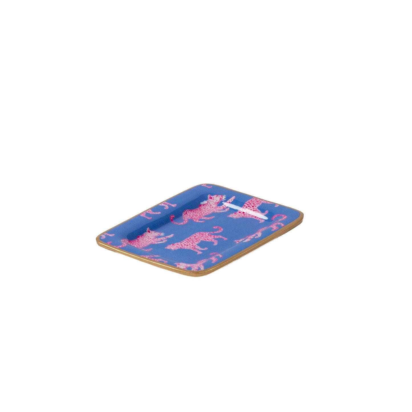 Pink Leopards Enameled Laney Tray: Pink