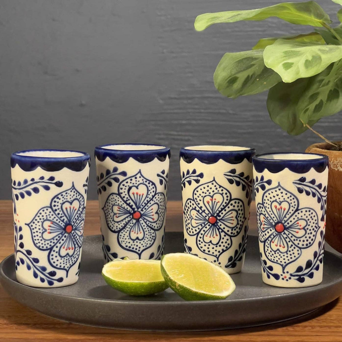 Shot Glasses, Talavera Design, Made in Mexico, Barware