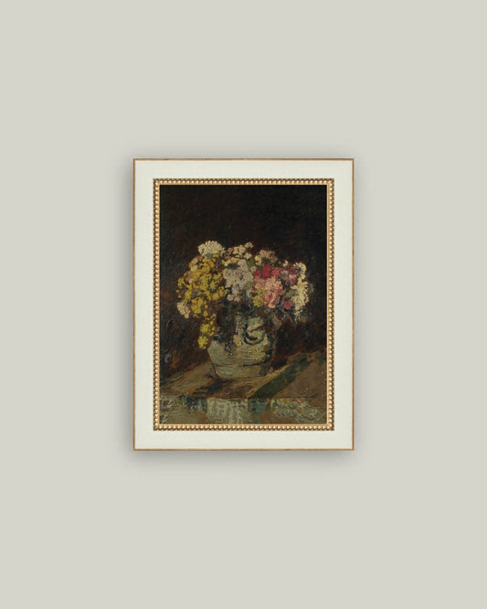Vase of Pink & Yellow Flowers Framed Art: 4x6
