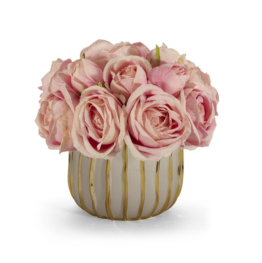 Rose Bouquet in White and Gold Container - PNK: Pink