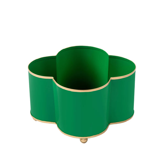 Mattie Quatrefoil Cachepot Planter - Emerald Green: Emerald Green / 6 x 12