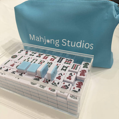 Bamboo Sky Mahjong Set 166 Tiles/Mat/Racks/Bag