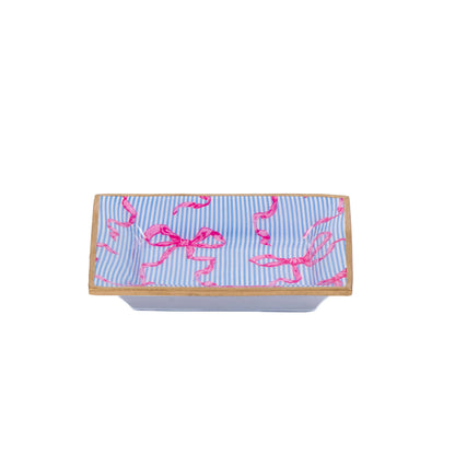 Ribbons of Hope Enameled Landry Tray - Blue: Blue