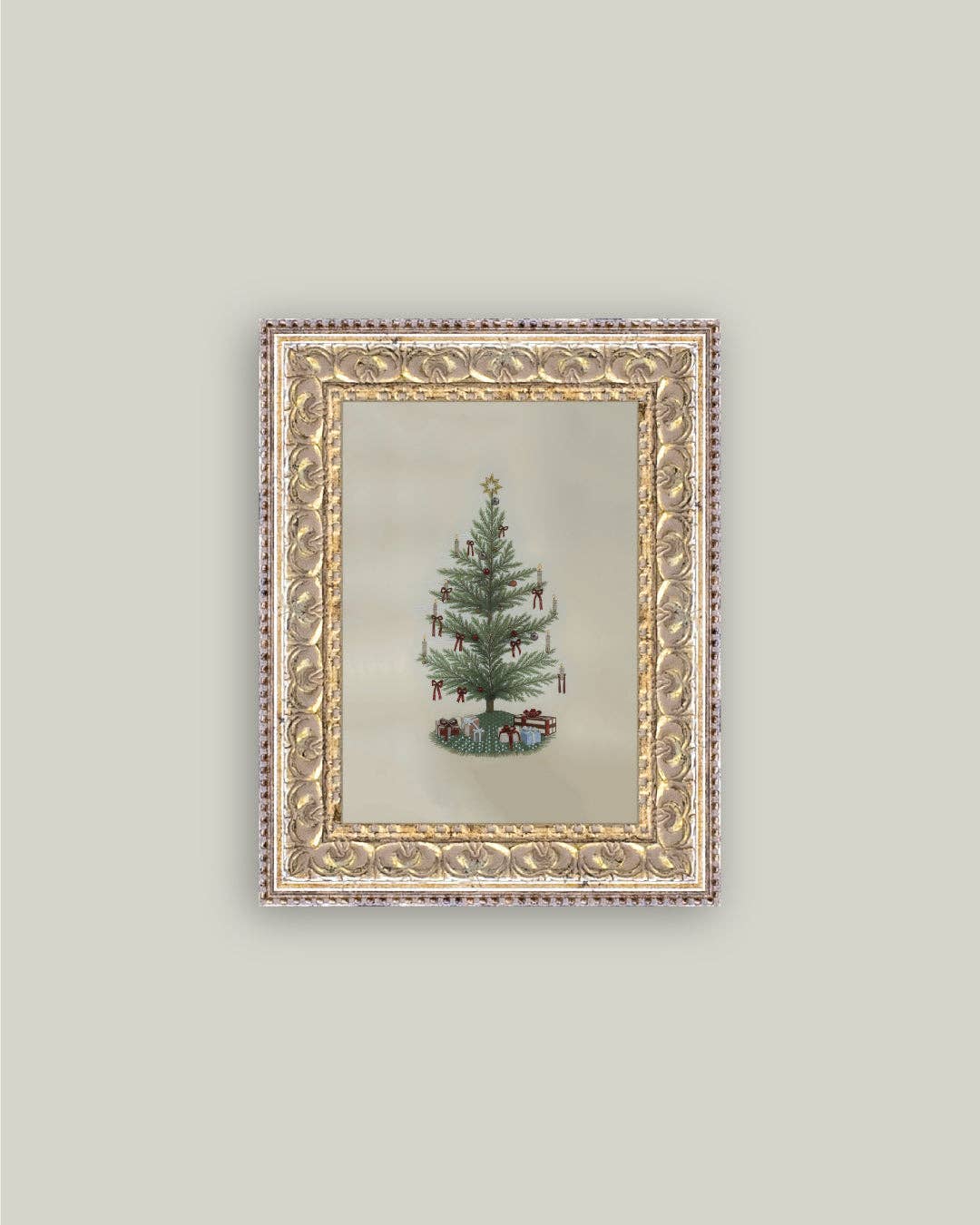 Vintage Tree with Bows Framed Art: 5x7