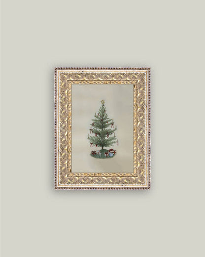 Vintage Tree with Bows Framed Art: 5x7