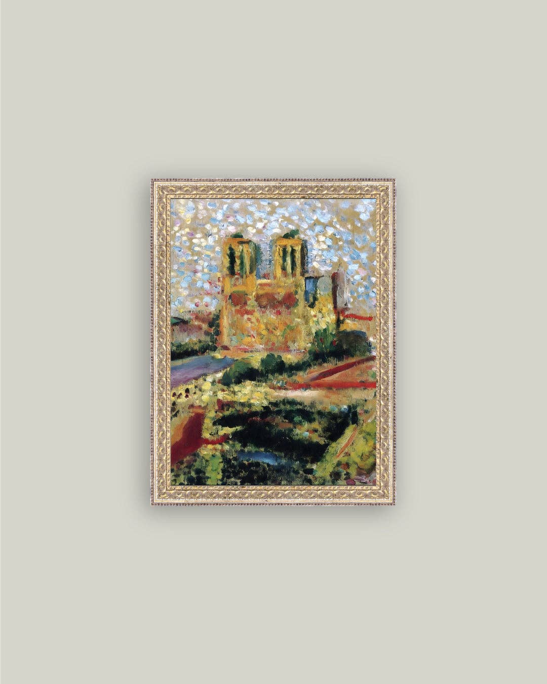 Notre Dame Framed Antique Art: 12x16