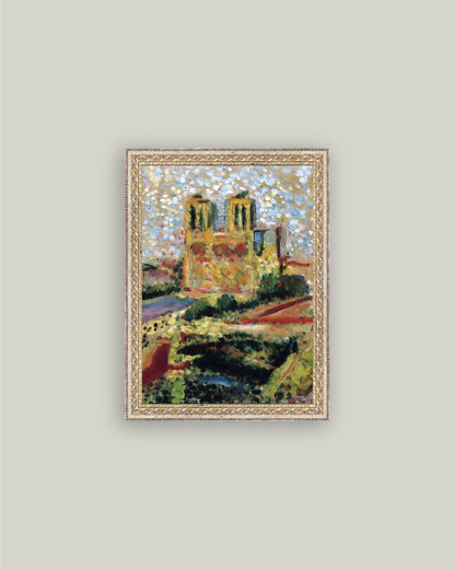 Notre Dame Framed Antique Art: 12x16