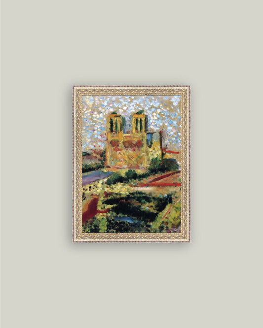 Notre Dame Framed Antique Art: 12x16