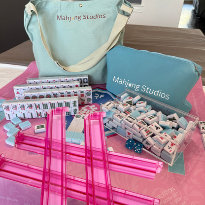 Bamboo Sky Mahjong Set 166 Tiles/Mat/Racks/Bag
