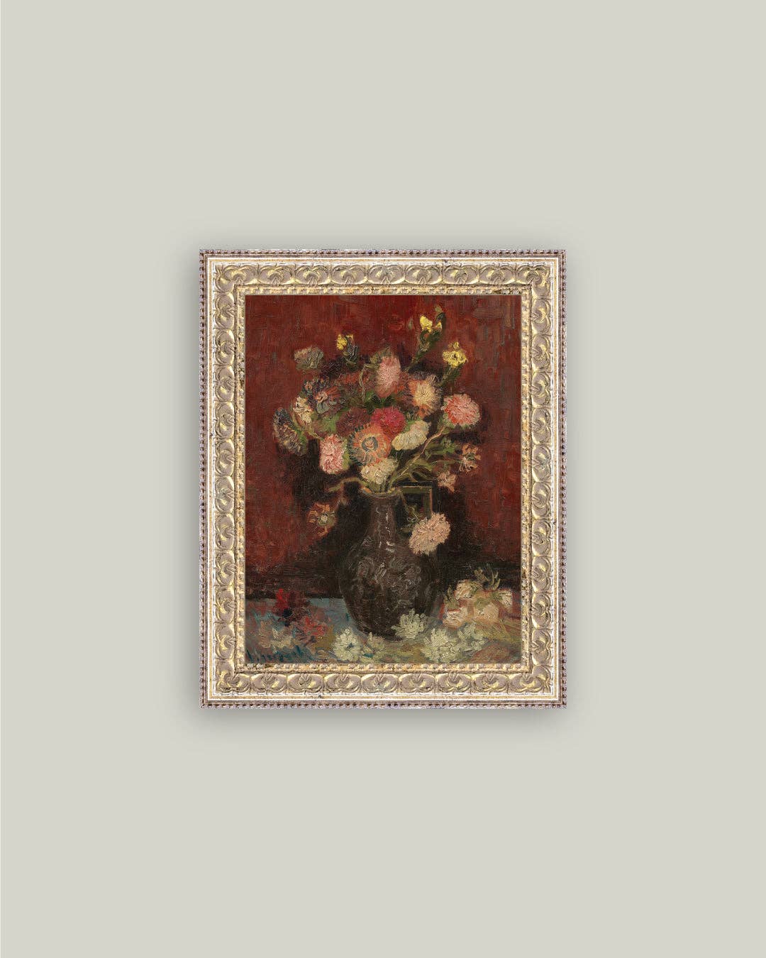 Chinese Asters and Gladioli Framed Art: 5x7