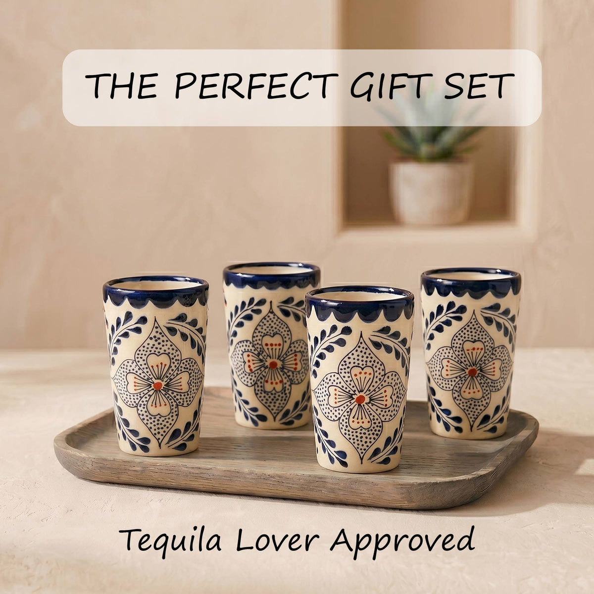 Shot Glasses, Talavera Design, Made in Mexico, Barware