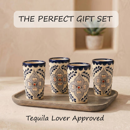 Shot Glasses, Talavera Design, Made in Mexico, Barware