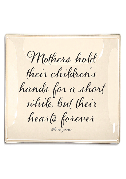 Mother's Hold Their Children's Decoupage Glass Tray: 6"X 6"