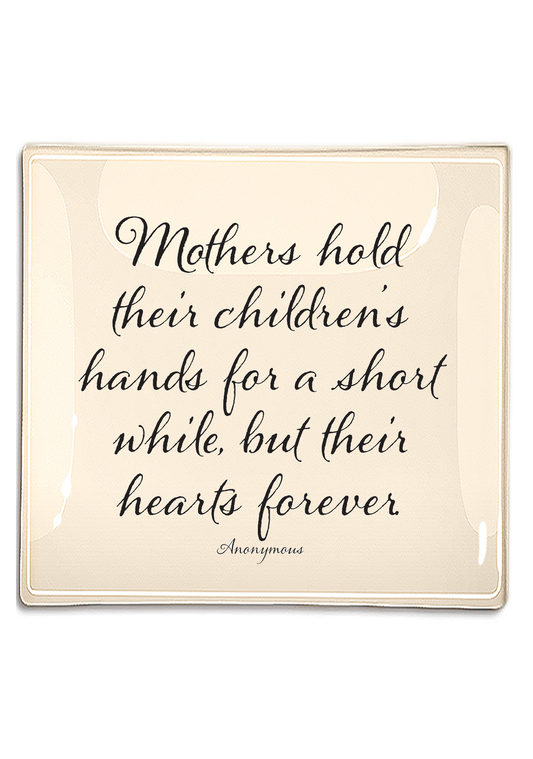 Mother's Hold Their Children's Decoupage Glass Tray: 6"X 6"