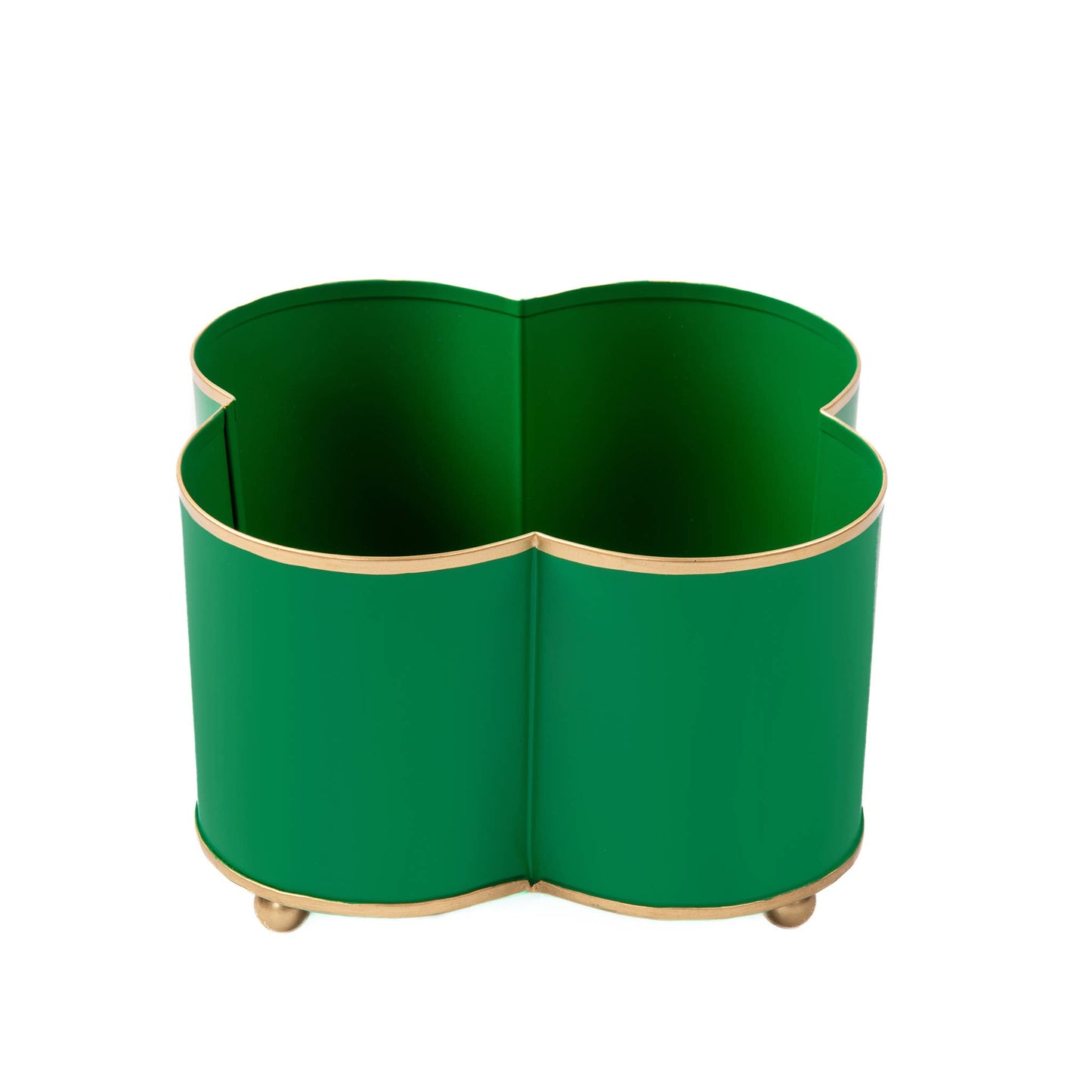 Mattie Quatrefoil Cachepot Planter - Emerald Green: Emerald Green / 6 x 12