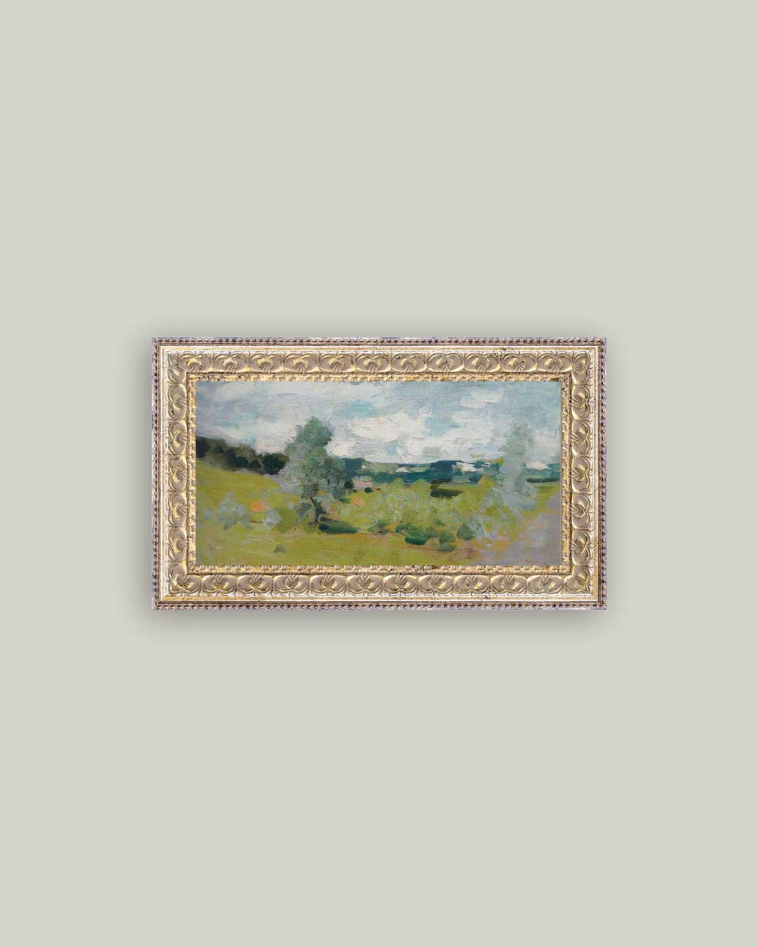 Abstract Landscape Framed Antique Art: 12x7