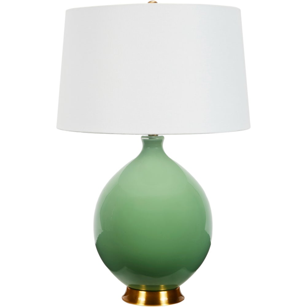 Round Green Glass Lamp 29.5"h (Shade 19"x11")