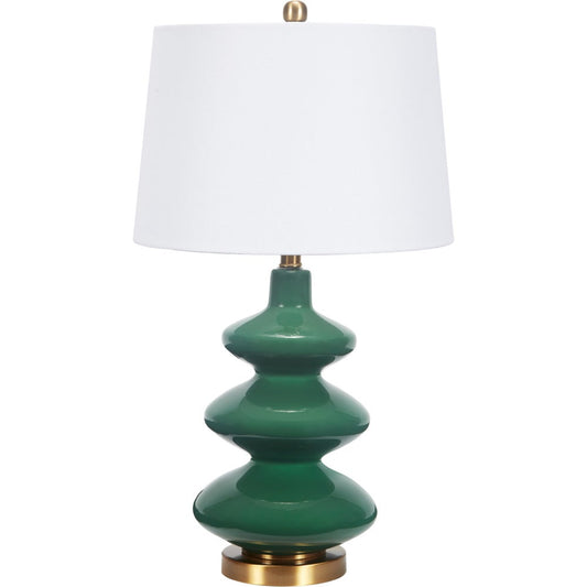 Emerald Green Glass Table Lamp 25"h