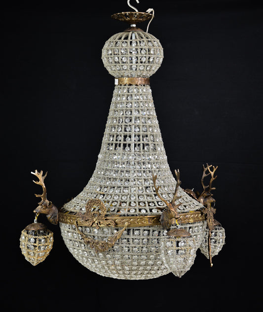 Empire Style Stag Chand. Clear 30x30x37h