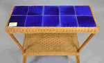 Bamboo/Blue Tile Table 31x14x29h