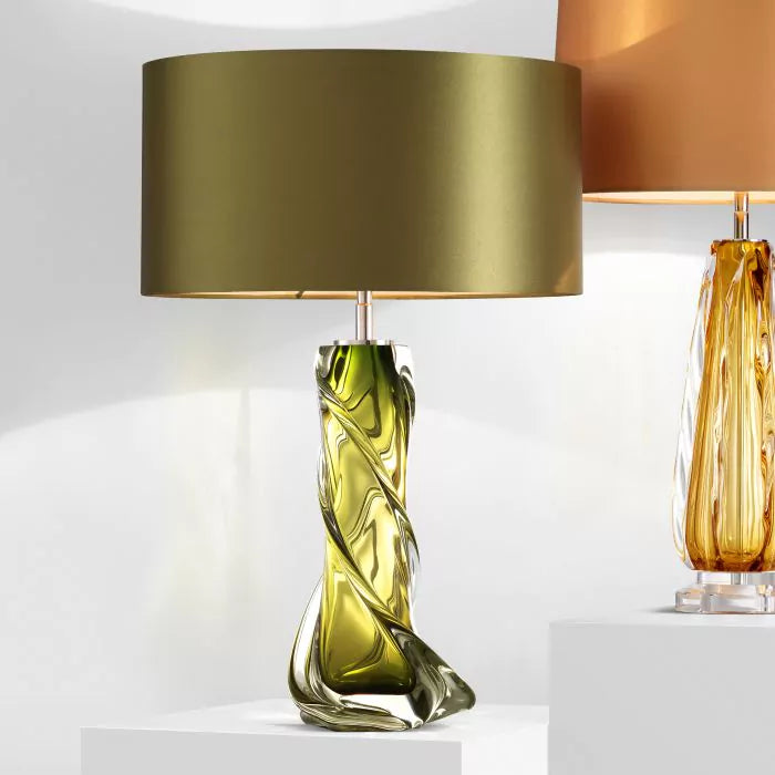 Green Art Glass Lamp 26"h