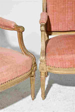 PAIR L. XVI Gilt Chairs 28x27x39h