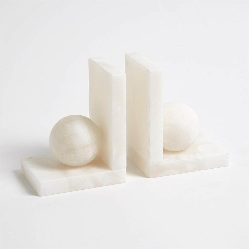 Alabaster Ball Bookends PAIR