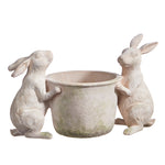 Rabbits w/ Flower Pot 15.5"