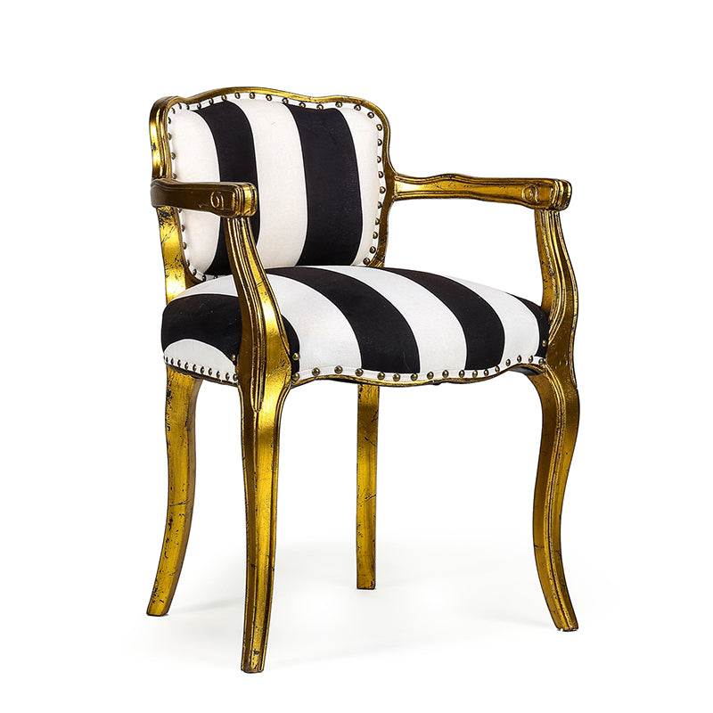 B&W Striped Arm Chair 22x20x30h