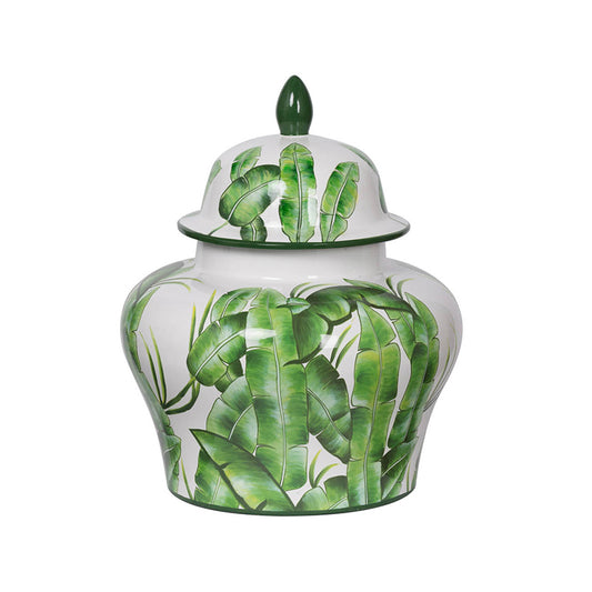 Palm Lidded Urn 17"h