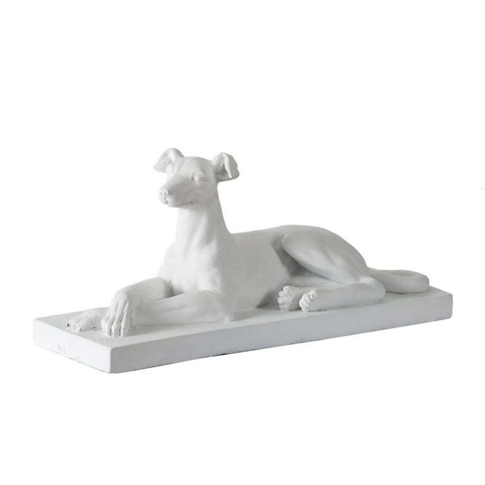 White Dog Sculpture 25x9x11