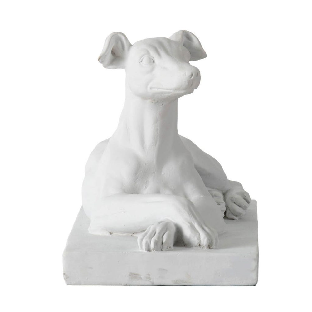 White Dog Sculpture 25x9x11